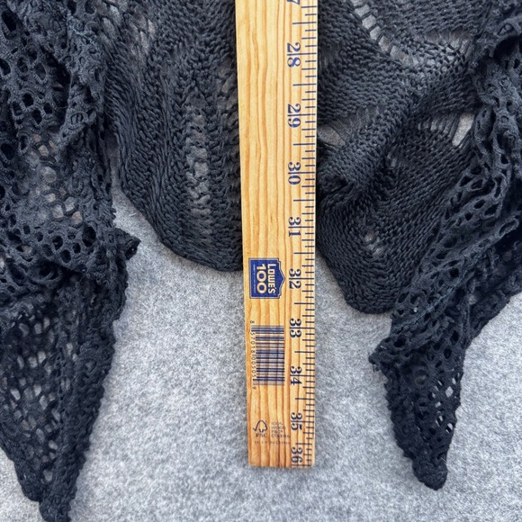 Charlie B Women Crochet Knit Open Front Waterfall Duster Cardigan Size S/M Black - Picture 11 of 11